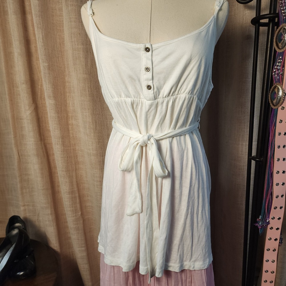 GUESS White Empire Waist Babydoll Cami XL Y2K Romantic Coquette Top Dress